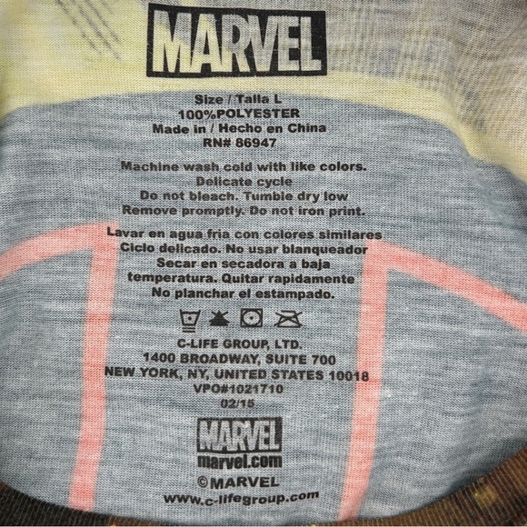 Marvel Deadpool Graphic All Over Print Red Yellow Superhero Tee Size Large - Picture 3 of 7